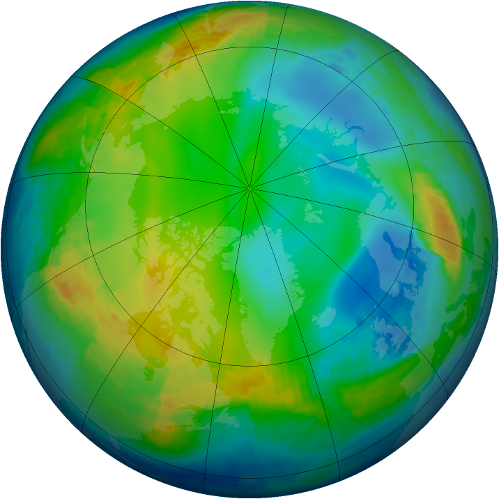 Arctic ozone map for 07 December 2003